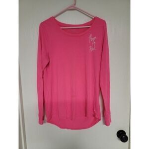 womens pink breast cancer awareness ribbon shirt - has spots - no size tag